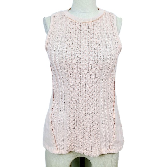Saturday Sunday Sleeveless Cableknit Tank Top Pink Textured Lightweight XS - Picture 1 of 10